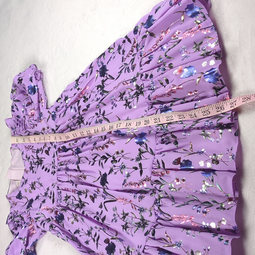 Childrensalon Lavender Floral Chiffon Gown with Puff Sleeves Size 7 - Picture 6 of 14